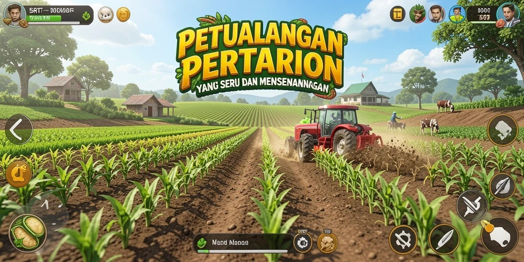 Screenshot utama 5RT menampilkan gameplay pertanian yang seru.
