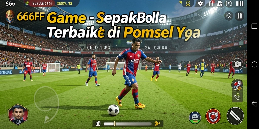 Screenshot gameplay 666FF menunjukkan aksi mendebarkan di lapangan sepak bola.