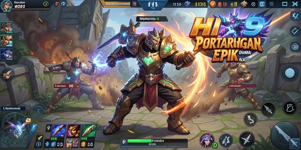 Screenshot utama HIT9 menunjukkan aksi mendebarkan dalam pertarungan MOBA.