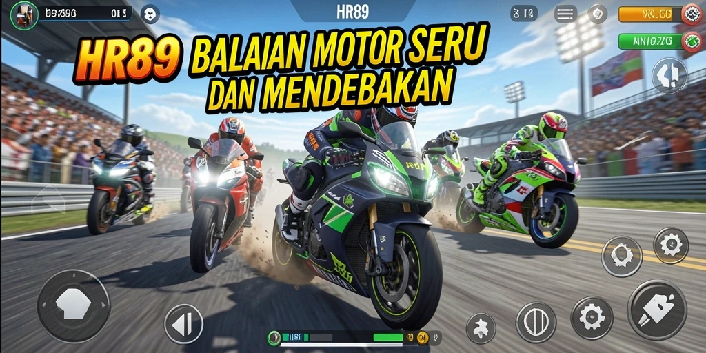 Tampilan menarik dari gameplay balapan motor di HR89.