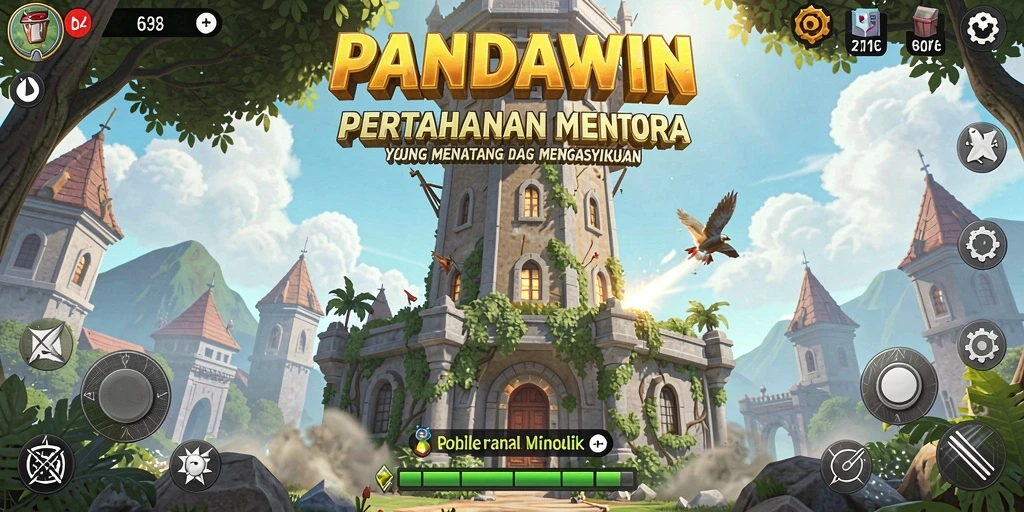 Tampilan menarik dari gameplay Tower Defense PANDAWIN yang menegangkan.