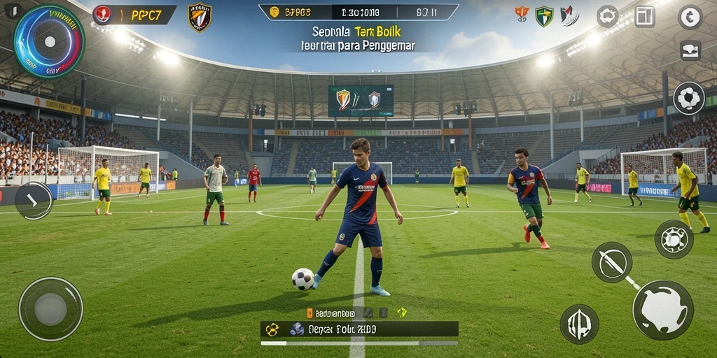 Tampilan dinamis permainan sepak bola di PCPC7.