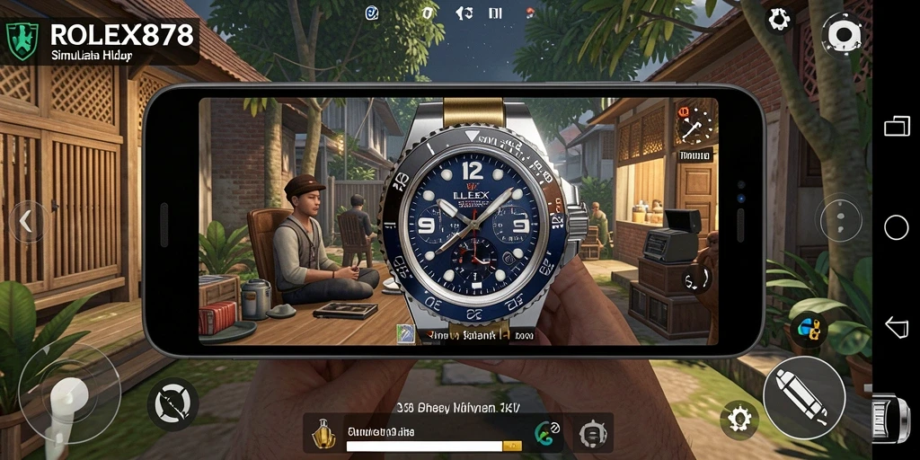 Screenshot utama menunjukkan gameplay interaktif di ROLEX878.